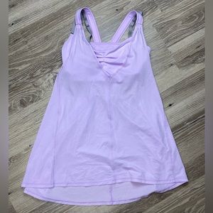 Lululemon Pretty Purple Breathe And Flow Activewear Top with Built-In Bra